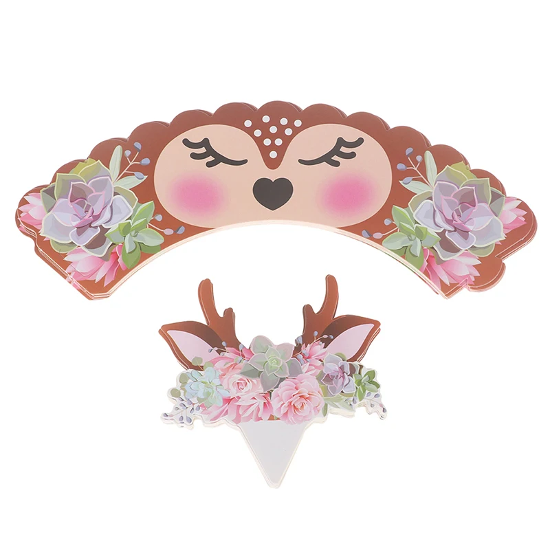 24 комплекта бумажные вставки с рисунком оленя|Товары для украшения тортов| |