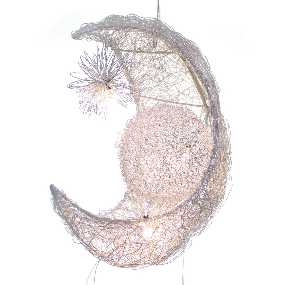 Современный подвесной светильник s LED люстра в форме Луны звезды потолочный для