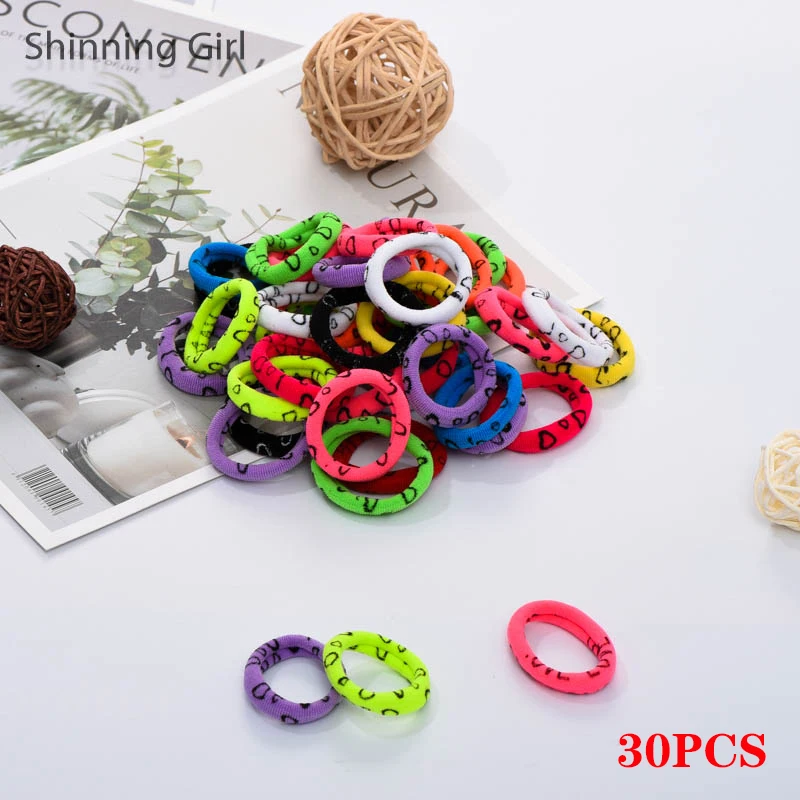 Heart-30pcs 30 шт./50 шт., бесшовная Детская резинка для волос для девочек, эластичная резинка для волос, резинка для головы, держатель для волос, аксессуары для волос для детей - Окраска металла: Heart-30pcs