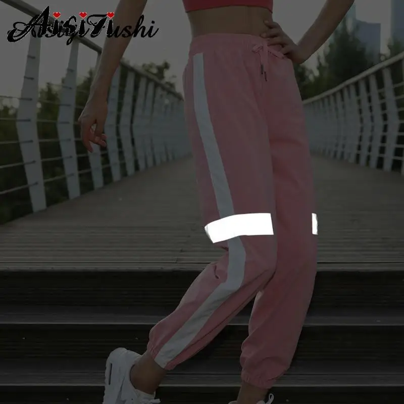 Брюки-Багги женские со светоотражающими полосками свободные спортивные