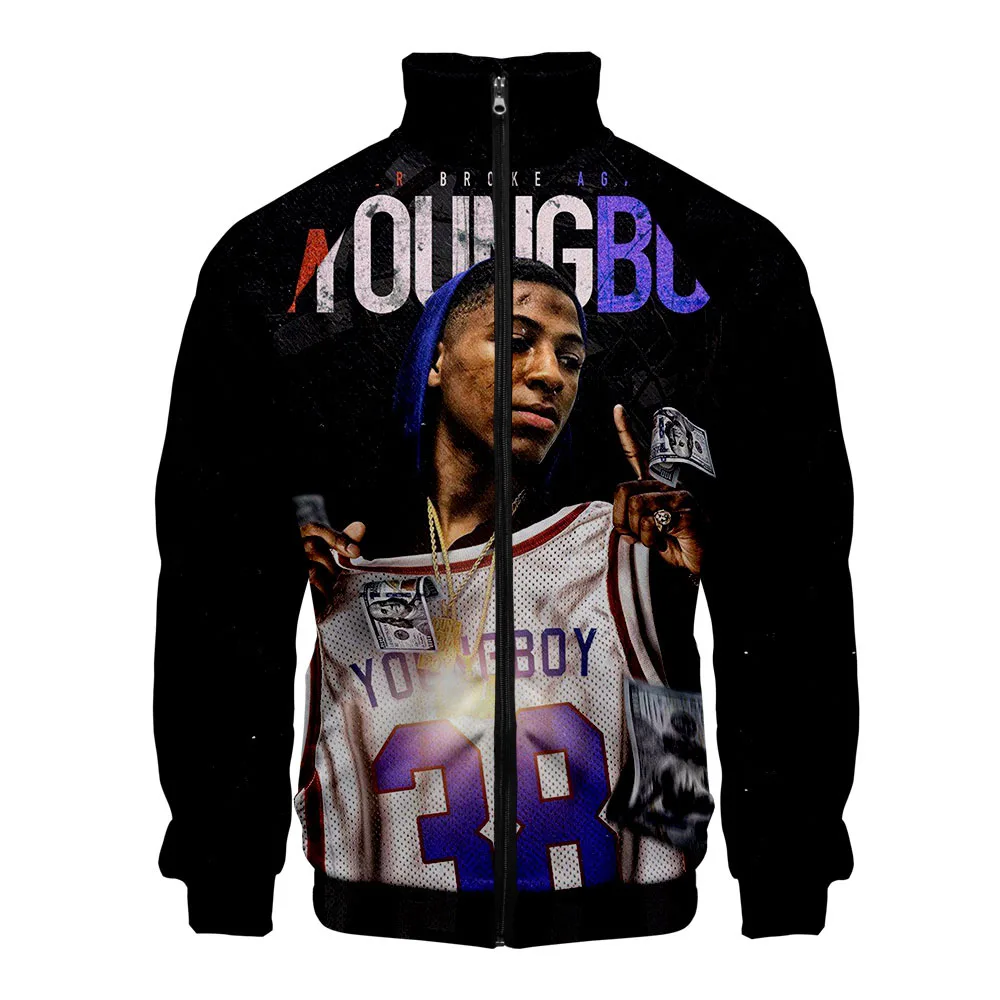 

Classic Rap Youngboy Never Broke Again 3D Print Zipper Raglan Jacket Windbreaker Men/Boys Stand Collar Long Sleeve Jackets Coats