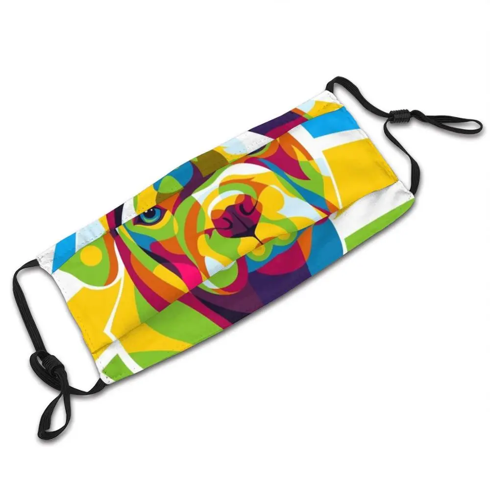 Bulldog портретная поп-арт забавная крутая Тканевая маска щенок питбуль-терьера Pitbull