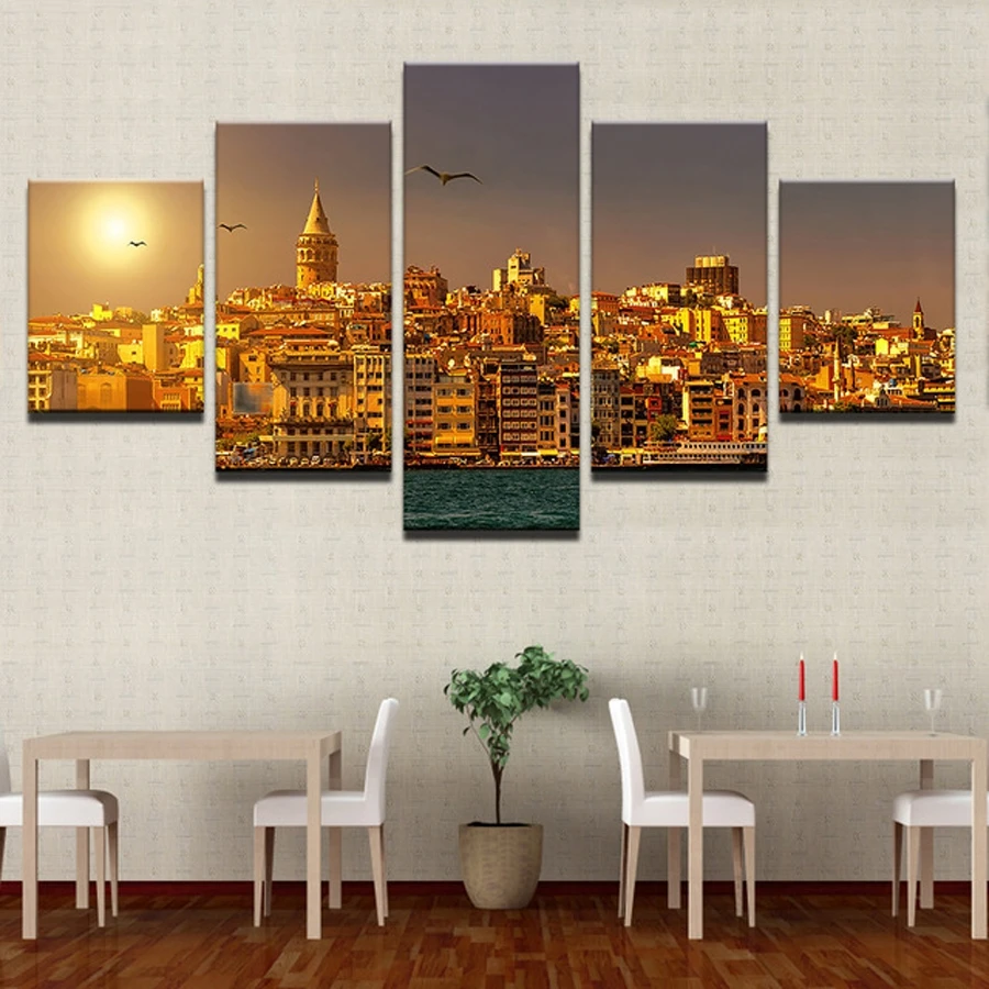

5pcs set diamond embroidery Istanbul Turkey Sunrise landscape diamond Picture Full square round diamond painting cross stitch
