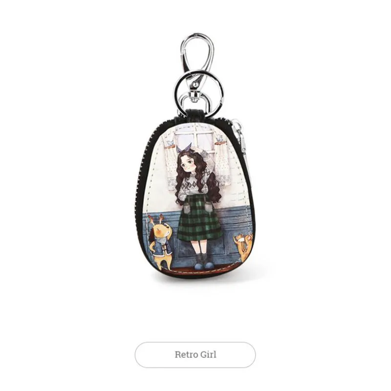 Модный мультяшный женский чехол для ключей Автомобильный милый кожаный