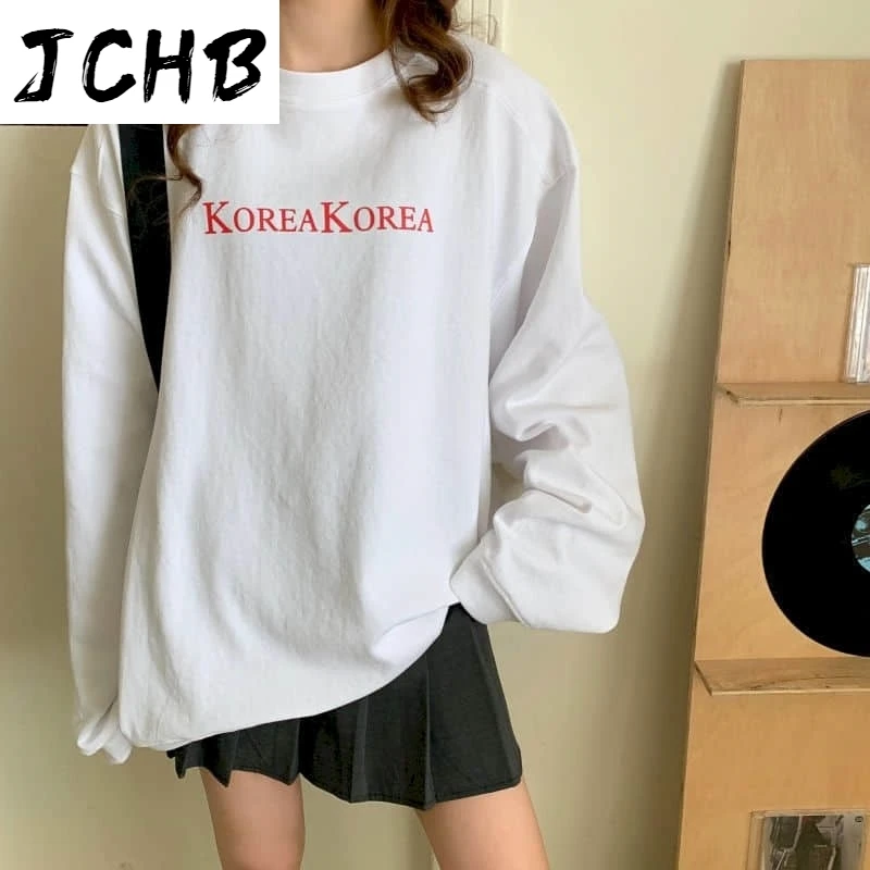 

2021 Oversized Hoodies Women Sweatshirt Spring/autumn Chic Female Bf Lazy Style Korean Loose Long-sleeved Top Jacket Simple Top