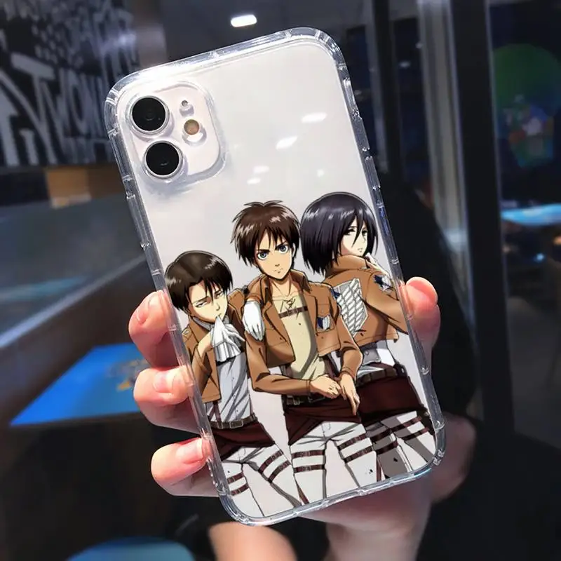 

attack on titan Phone Case Transparent for Clear iPhone 11 12 mini pro 8 7 6 6S XS MAX Plus X 5S SE 2020 XR
