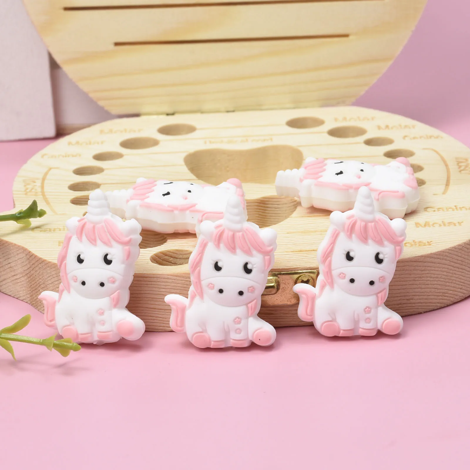 Mini cuentas de silicona de unicornio para beb&eacute;, accesorios de juguete de dibujos animados de chupete, 50/100/200 Uds.-3