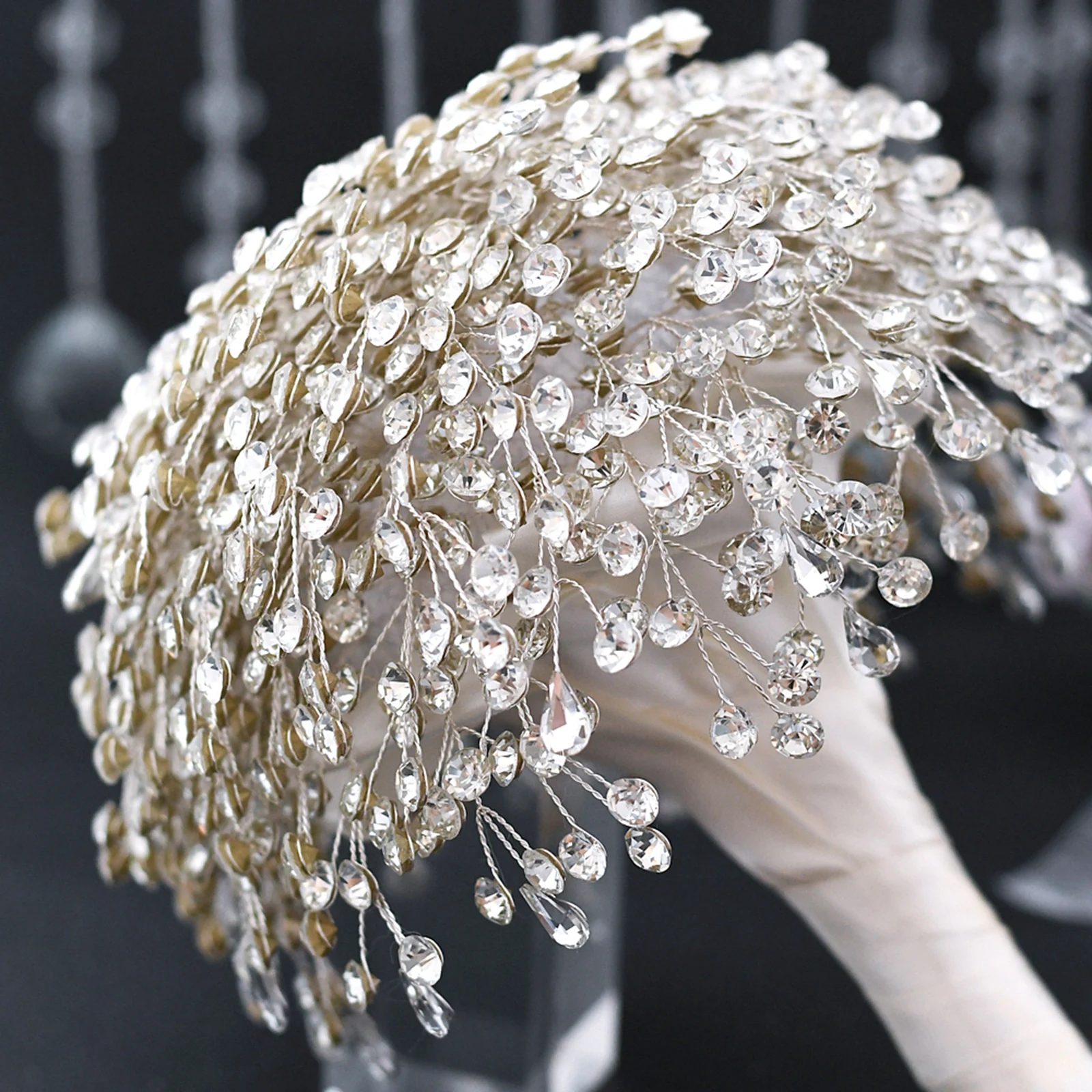 

TRiXY HF02 Luxury Diamond Bridal Bouquet Flower Bouquet Stunning Silver Rhinestone Bouquet Wedding Accessories Bride's Bouquet