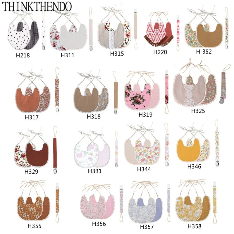 

Baby Pacifier Clip Chain Baby Cotton Linen Bib Set Burp Cloths Saliva Towel Perfect Newborn Shower Gift