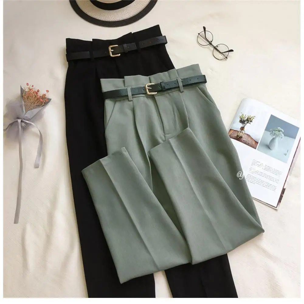 Женские шаровары с высокой талией однотонные свободные брюки M522 весна-осень 2021 |