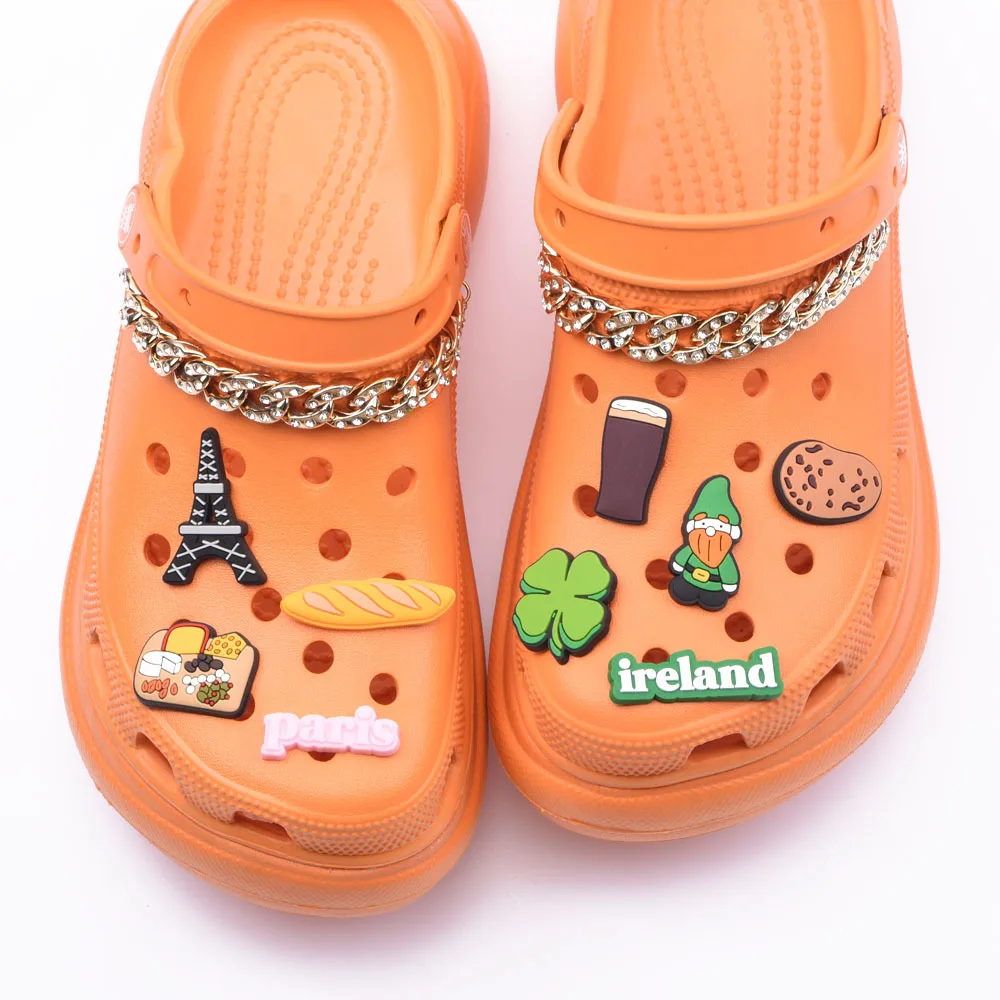 New Arrival 1 Pcs Croc Charms Houston PVC Shoe Decorations Rose Coffee Bracelet Accessories Kid's Boy Girl Gifts