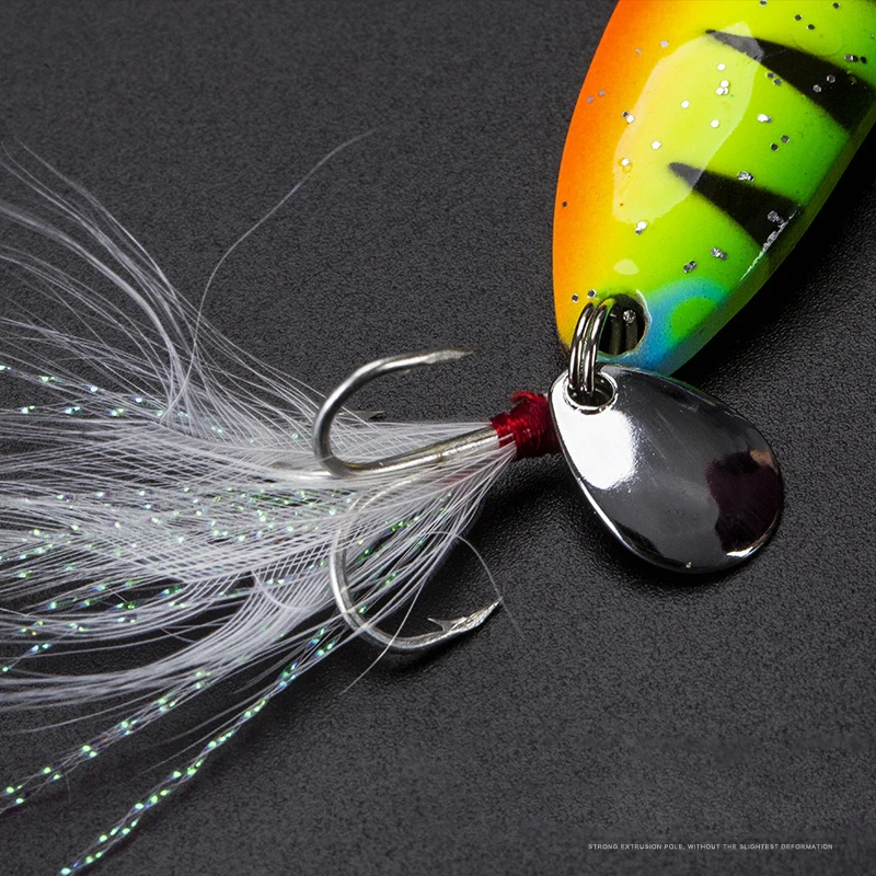 

Metal Spoon Fishing Lure 5g/9g/13g/18g/21g Saltwater Fishing Lure With Feather Sequins Noise Sinking Bait For Carp Fishing Bait