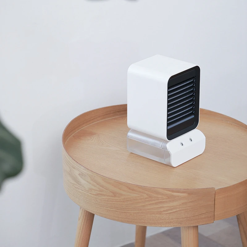 

3 Wind Speeds Portable Air Cooler USB Desk Fan Evaporative Cooler Humidifier with Spray Light for Room Travel Office