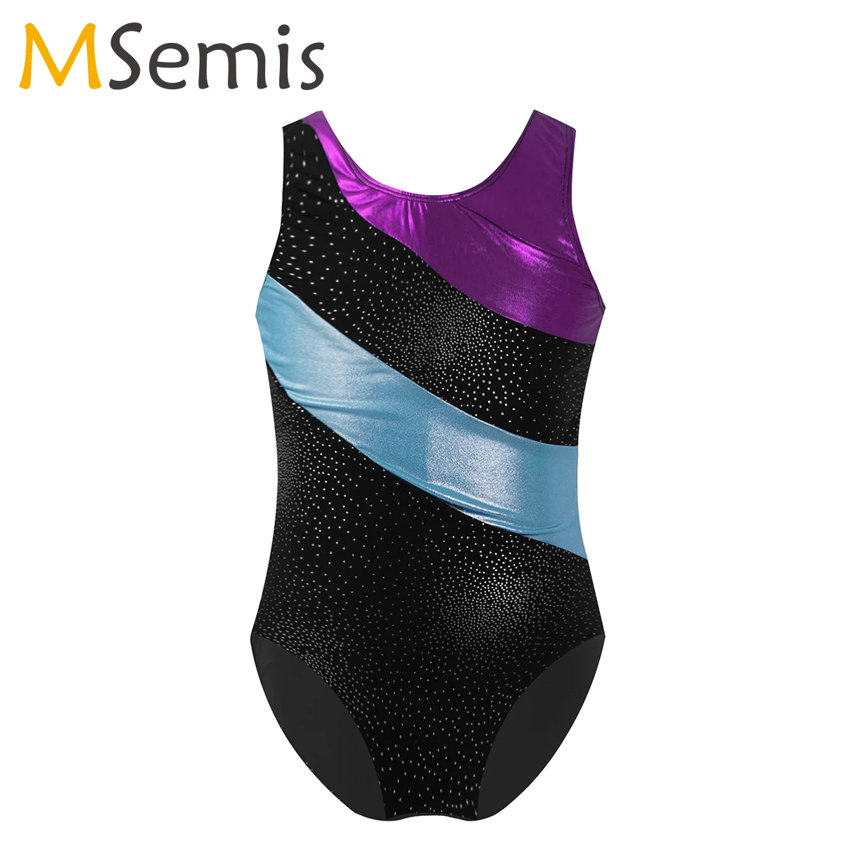 

Kids Girls One-piece Sleeveless Glittery Splice Ballet Dance Gymnastics Leotard Jumpsuit Unitard Child Ballet Training Leotard