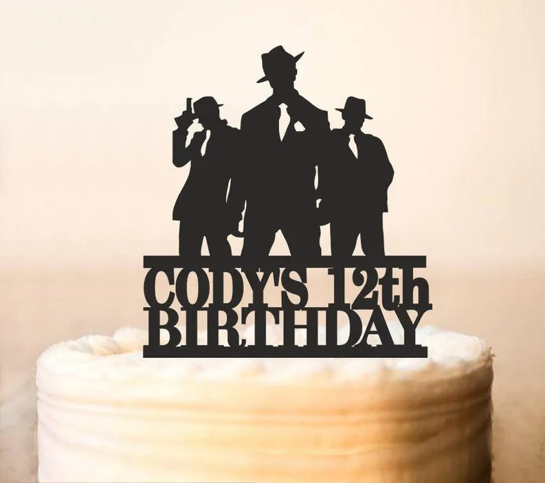 Гангвечерние гангстер для торта на день рождения силуэт гангстера украшение