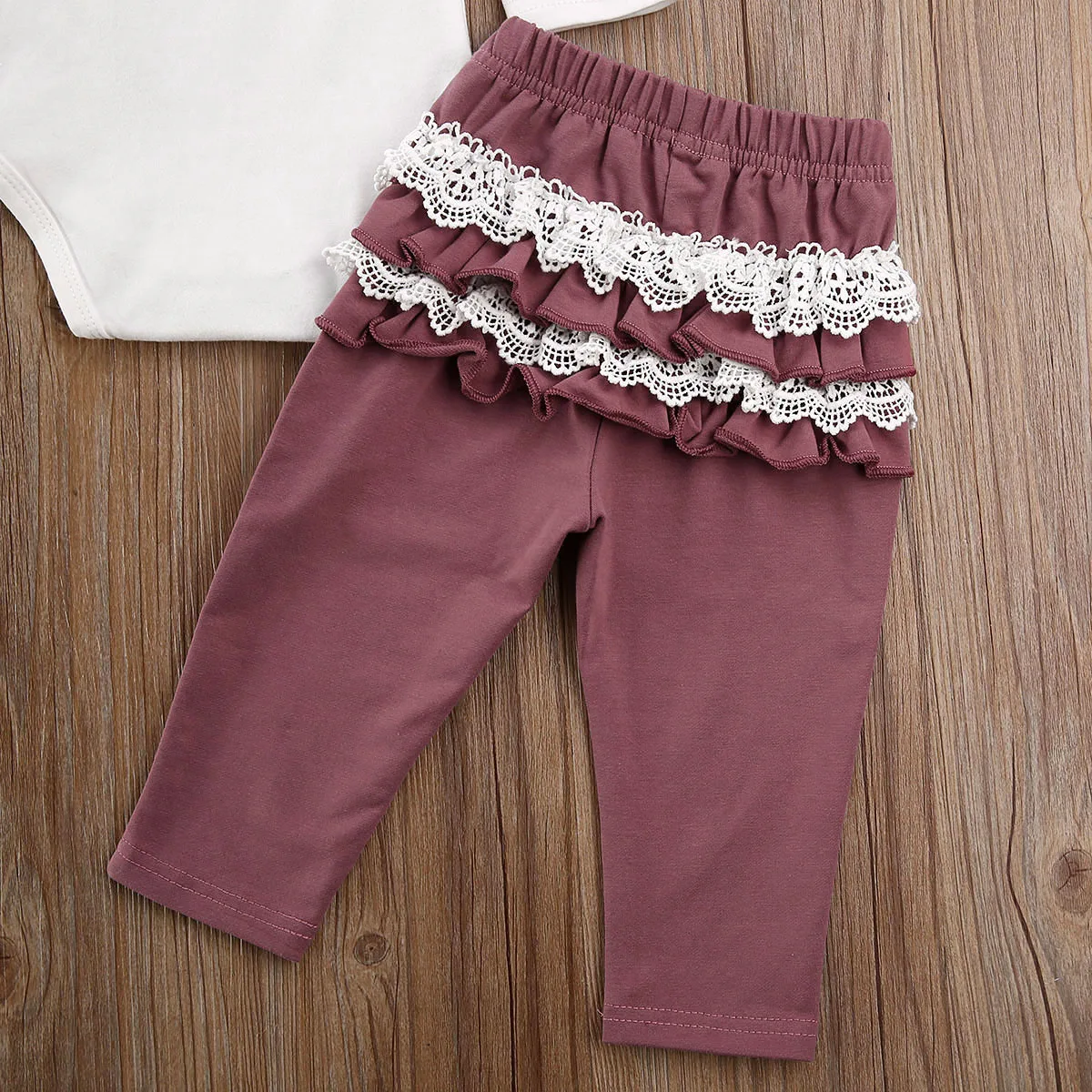 

AU Infant Baby Girl 3M-24M Clothes Long Ruffle Sleeve Romper Lace Pants Leggings Outfit