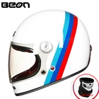 Мотоциклетный шлем BEON, полностью из стекловолокна, винтажный, ультралегкий, в стиле ретро, для езды на мотоцикле