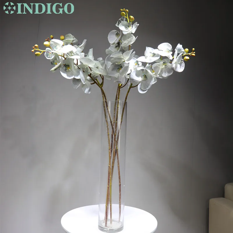 Goedkoop Indigo-Groothandel 100 Pcs Big Size Phalaenopsis Orchidee Real Touch Kunstmatige Bloem Bruiloft Bloem Bloemen Gratis Verzending