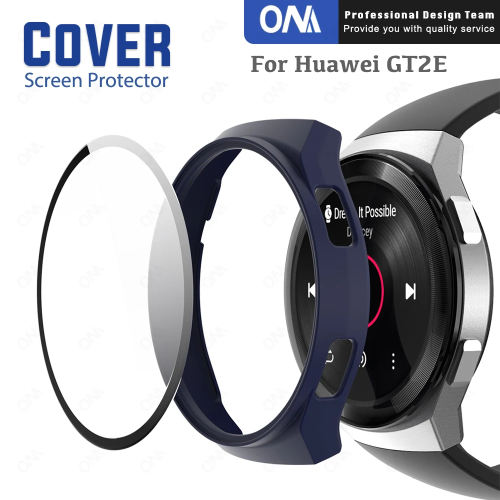 

PC Matte Protective Case + Tempered Glass For Huawei Watch GT 2E Anti-scratch Screen Protector Cover Watch GT2E Smartwatch Shell