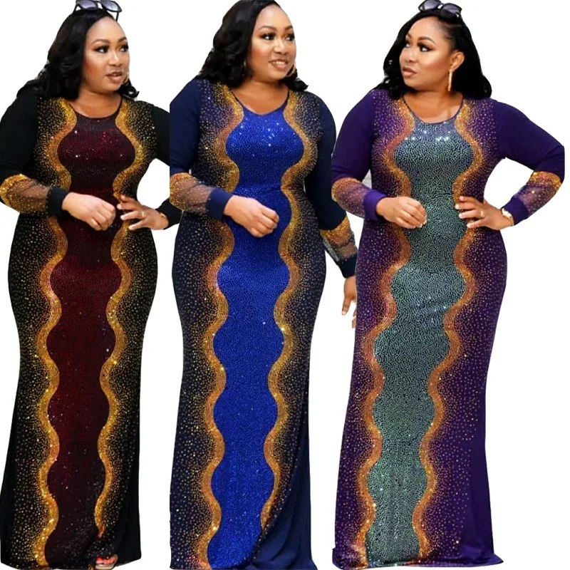 

Party Long Maxi Dress African Dresses For Women Evening Plus Size Clothing Dashiki Robe Femme 2021 African Clothes