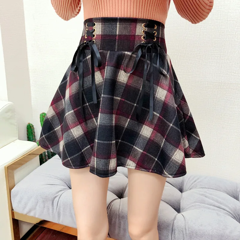 Осенне зимняя юбка в стиле Харадзюку панк большого размера с высокой талией