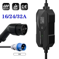 Type Portable Charging Level Amp Electric Vehicle Charger 7 4KW  CEE Plug 220-240V EVSE Car Charger Cable  IEC 62196-2