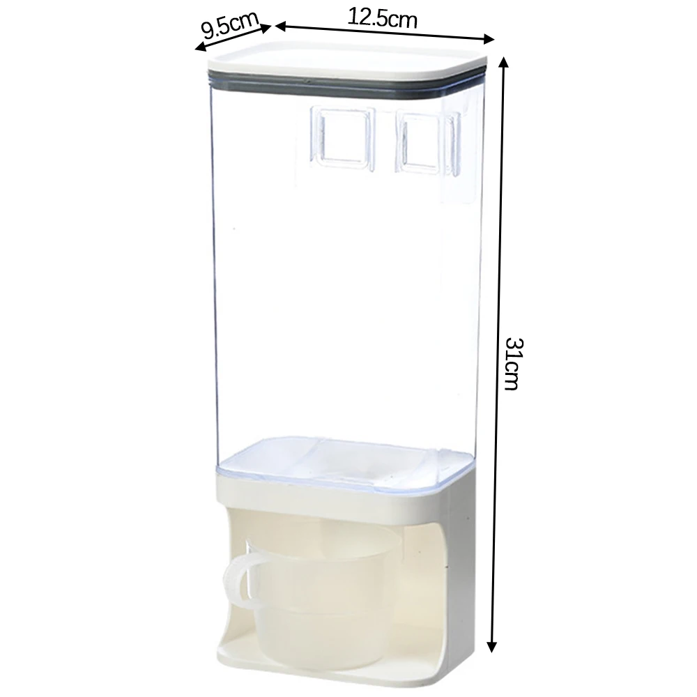 

1/1.5/3L Cereal Dispenser Plastic Clear Wall Mounted Divided Rice Dry Food Container Storage Organizer for Home Kitchenrangement