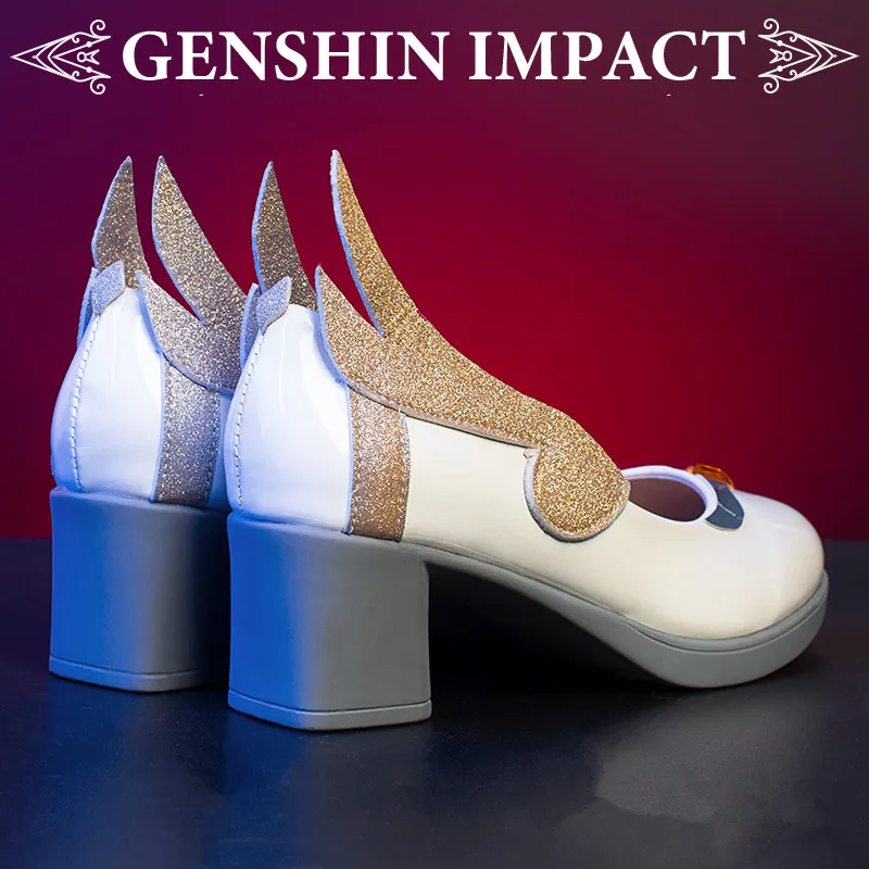 

2021 New Game Genshin Impact Wang XiaoMei Ganyu Cosplay Shoes Christmas Prop High Heels Boots