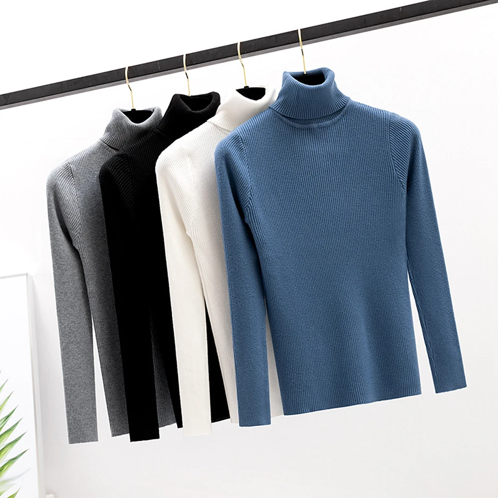 2019 Women Sweater Slim Half High Collar Elasticity Pullovers For Bottoming Knited Jumper Casual Winter Warm Woman | Женская одежда