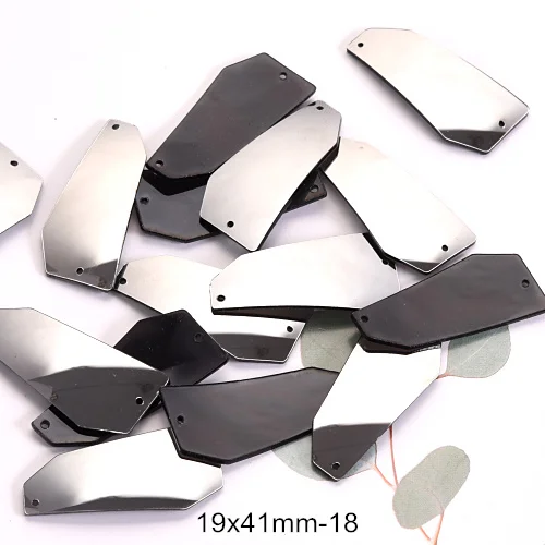 18-19x41mm Высокое Качество гематит 20 шт зеркальные пришивные стразы акриловые зеркальные пришивные стразы свадебные украшения F0085 - Цвет: 18-19x41mm