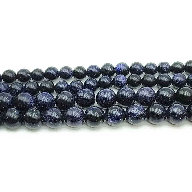Круглые бусины с натуральным голубым песочным камнем Perles Galaxy Sitara Stars Sunstone для