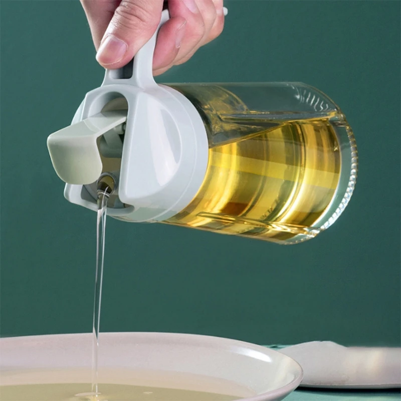 

Glass Oil Pot Transparent Dustproof Leakproof Automatic Opening Closing Vinegar Bottle Seasoning Sauce Liquid Container