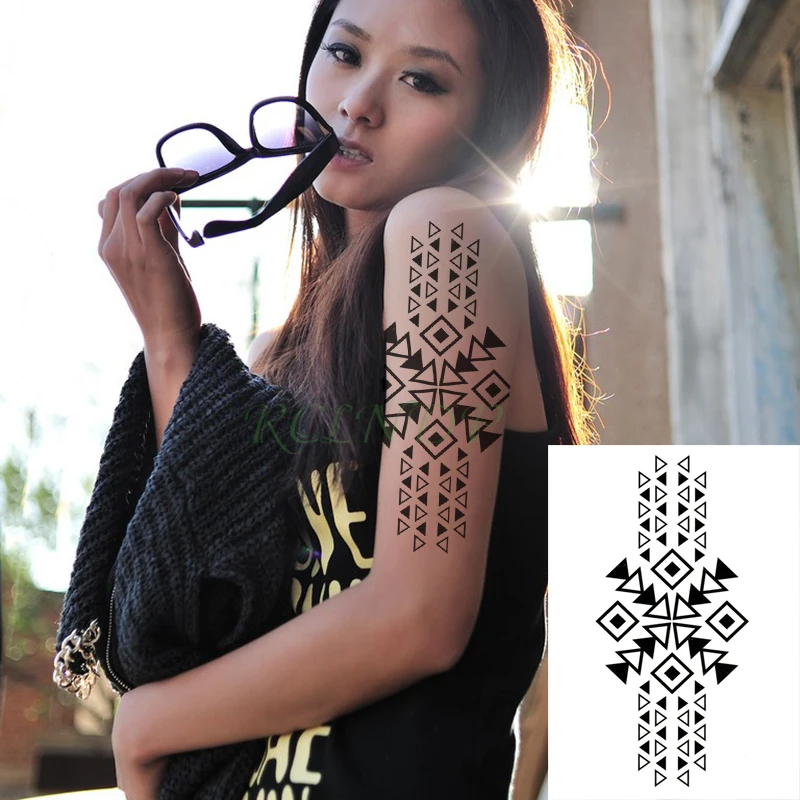Водонепроницаемая Временная тату-наклейка треугольный геометрический рисунок