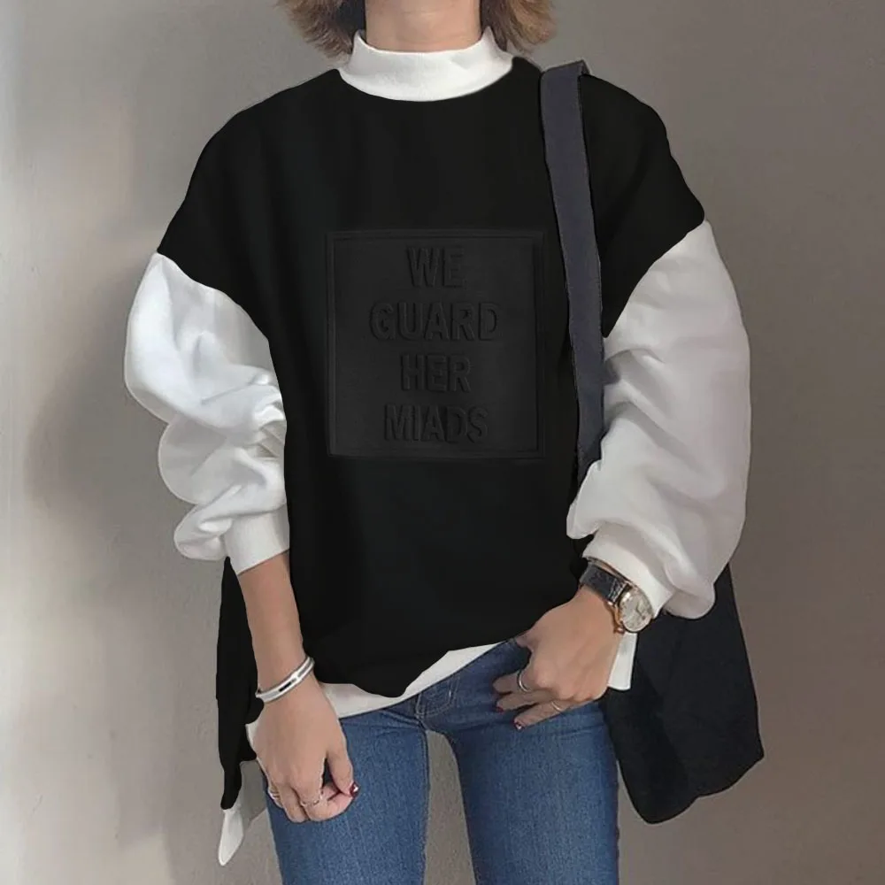 

Женская бархатная Толстовка с длинным рукавом, черная или белая однотонная Повседневная Толстовка с круглым вырезом, в японском стиле, коре...