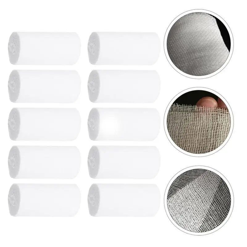 

10pcs Gauze Bandage Rolls Wrap Tape First Aid Dressing Wound Care Bandage