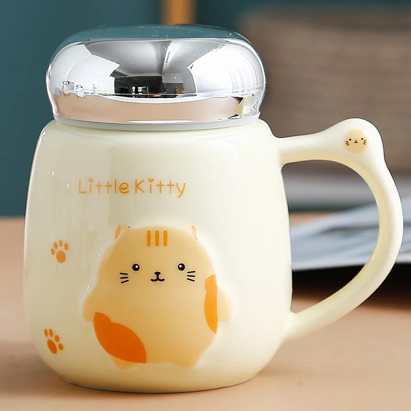 Милая кофейная кружка с животным тиснением керамическая для завтрака чашки