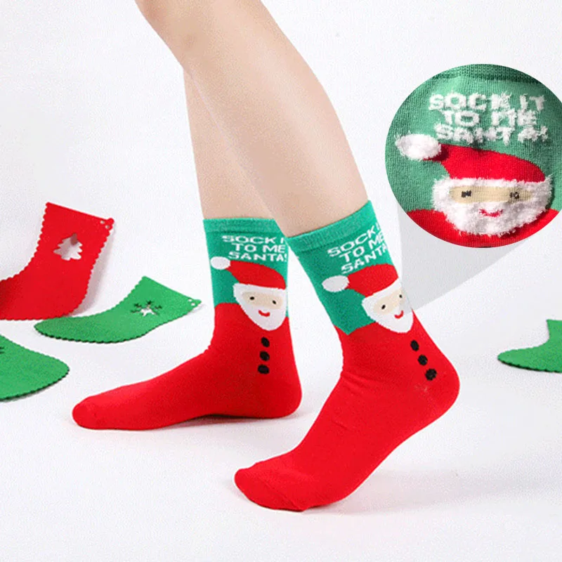 Милые рождественские носки для женщин зима 2019 Санта Клаус Рождественские Зимние