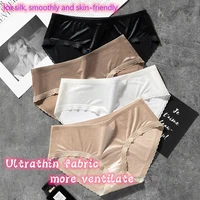 panties for women nylon underpants female underwear lingerie mid waist briefs for girl solid color 4 pieces sexy ice silk panty