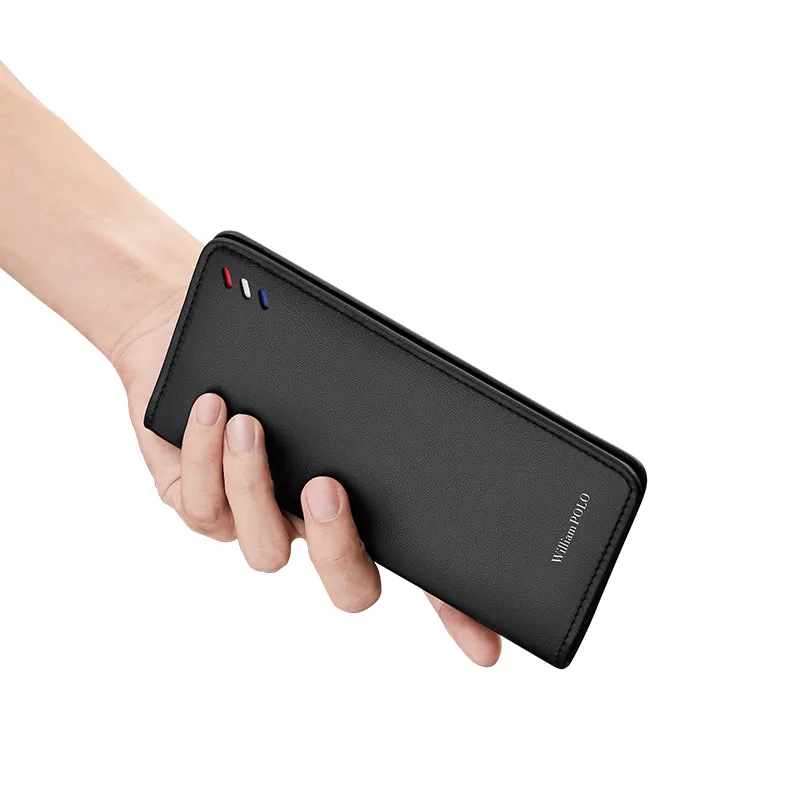 WILLIAMPOLO Men's Wallet Long Genuine Leather Card Wallets Luxury Design Slim Purse For Male New With Gift Box PL205262