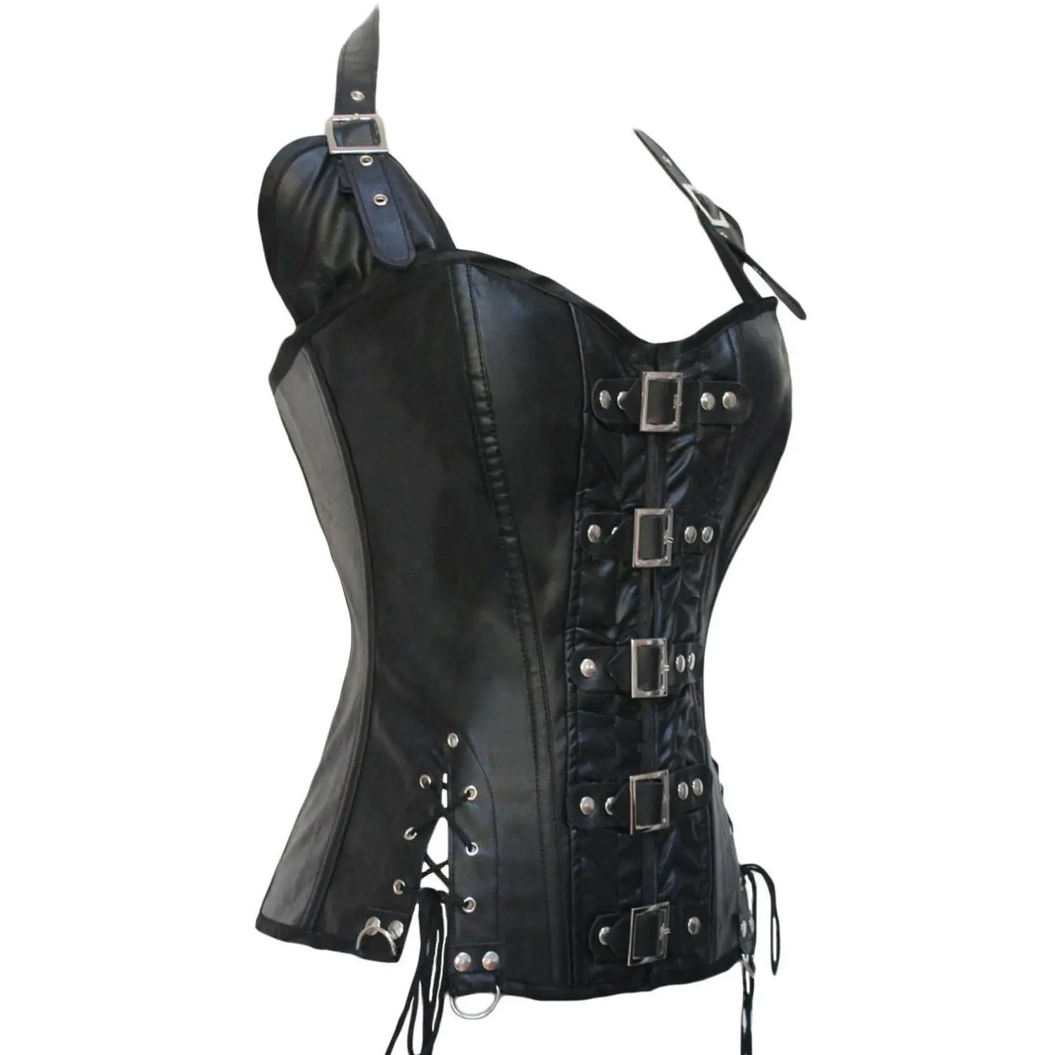 Кожаный корсет Женский черный модный сексуальное Клубное Утягивающее | Женская