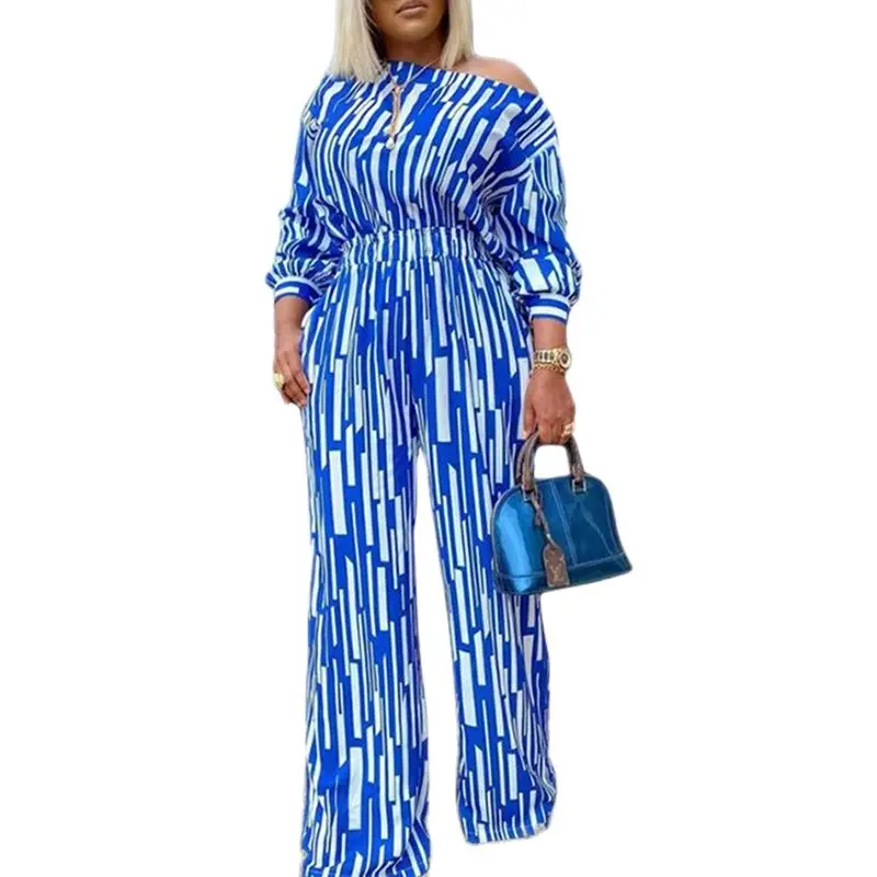 

Женский комплект из двух предметов, блузка с длинным рукавом и брюки с завышенной талией