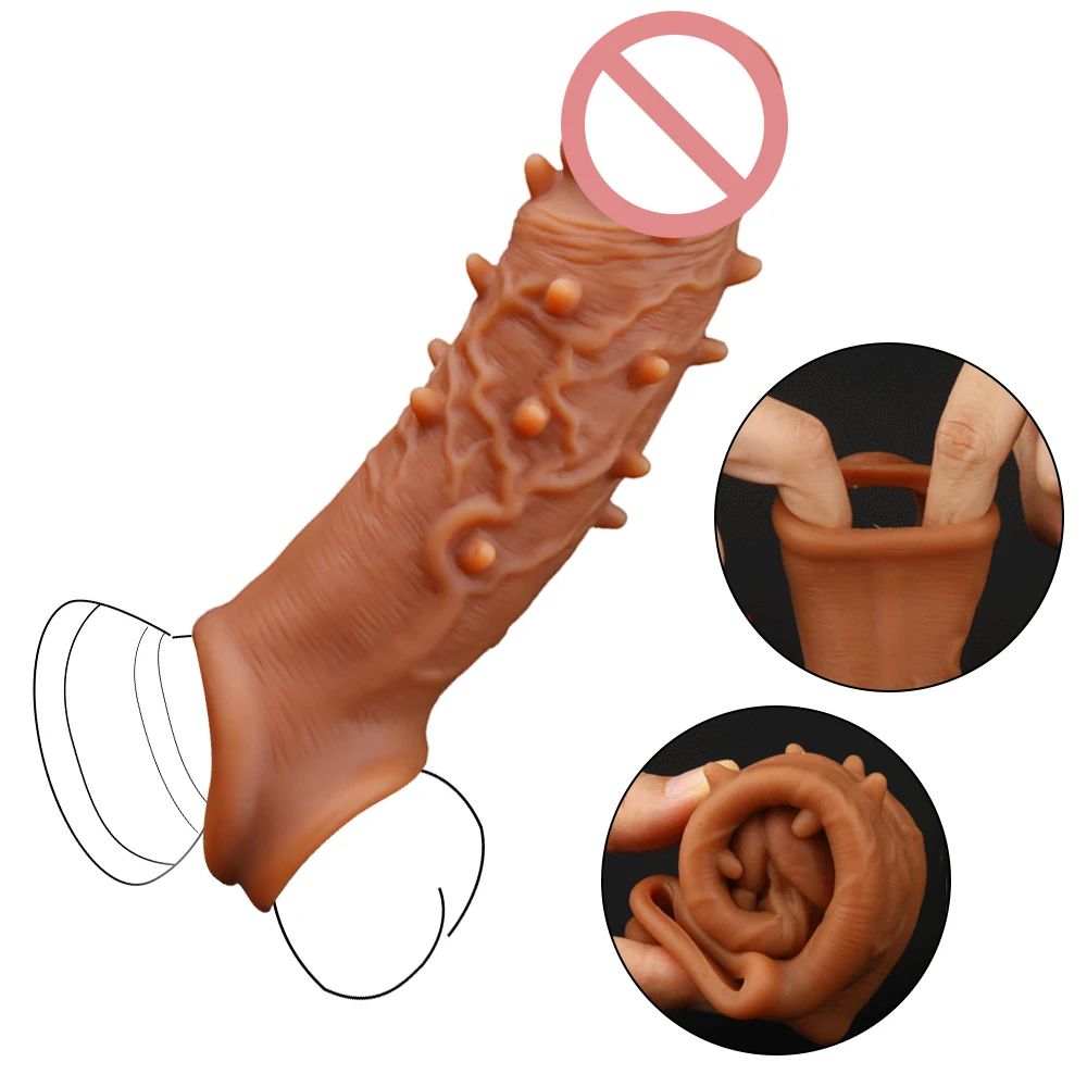 Новинка рукав для пениса Реалистичная кожа пенис удлиняющий Мягкий силикон