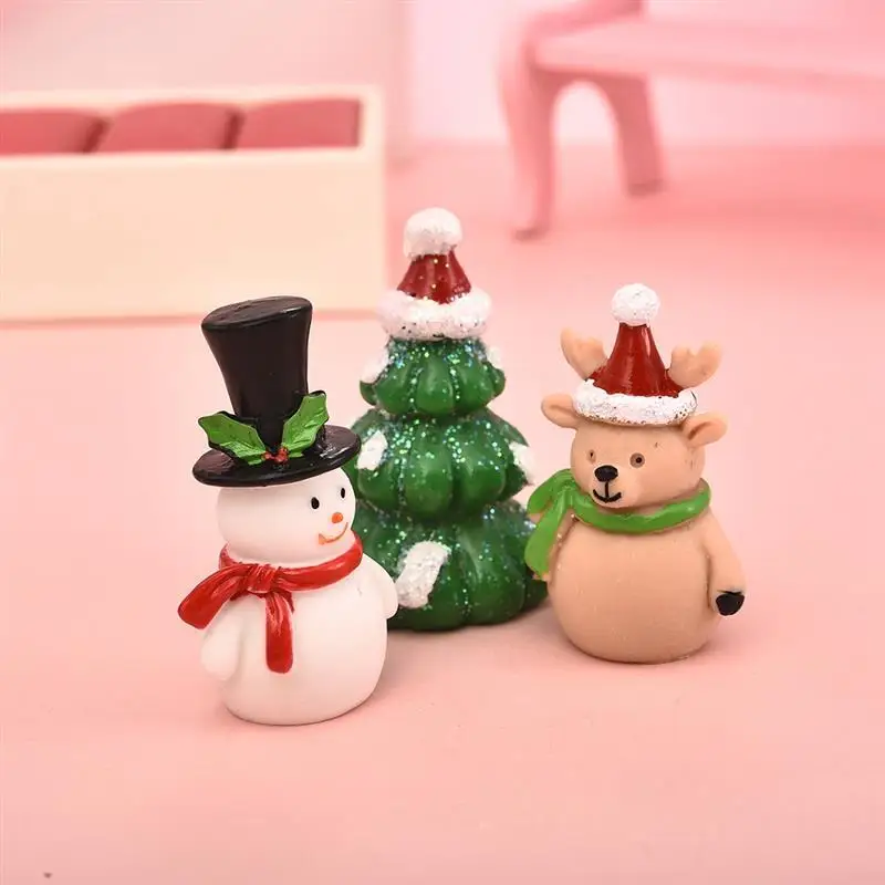 Один набор милая Рождественская елка Санта Клаус Снеговики миниатюрный