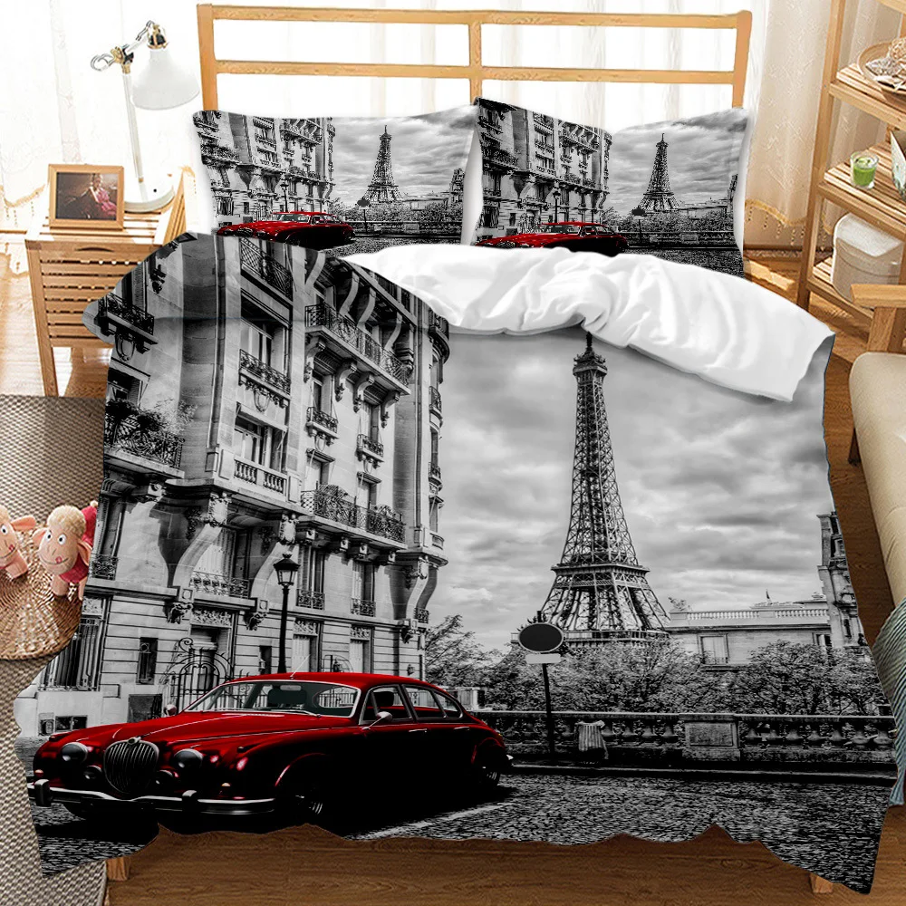 Комплект постельного белья для мужчин и женщин 2/3 шт. с изображением Эйфелевой