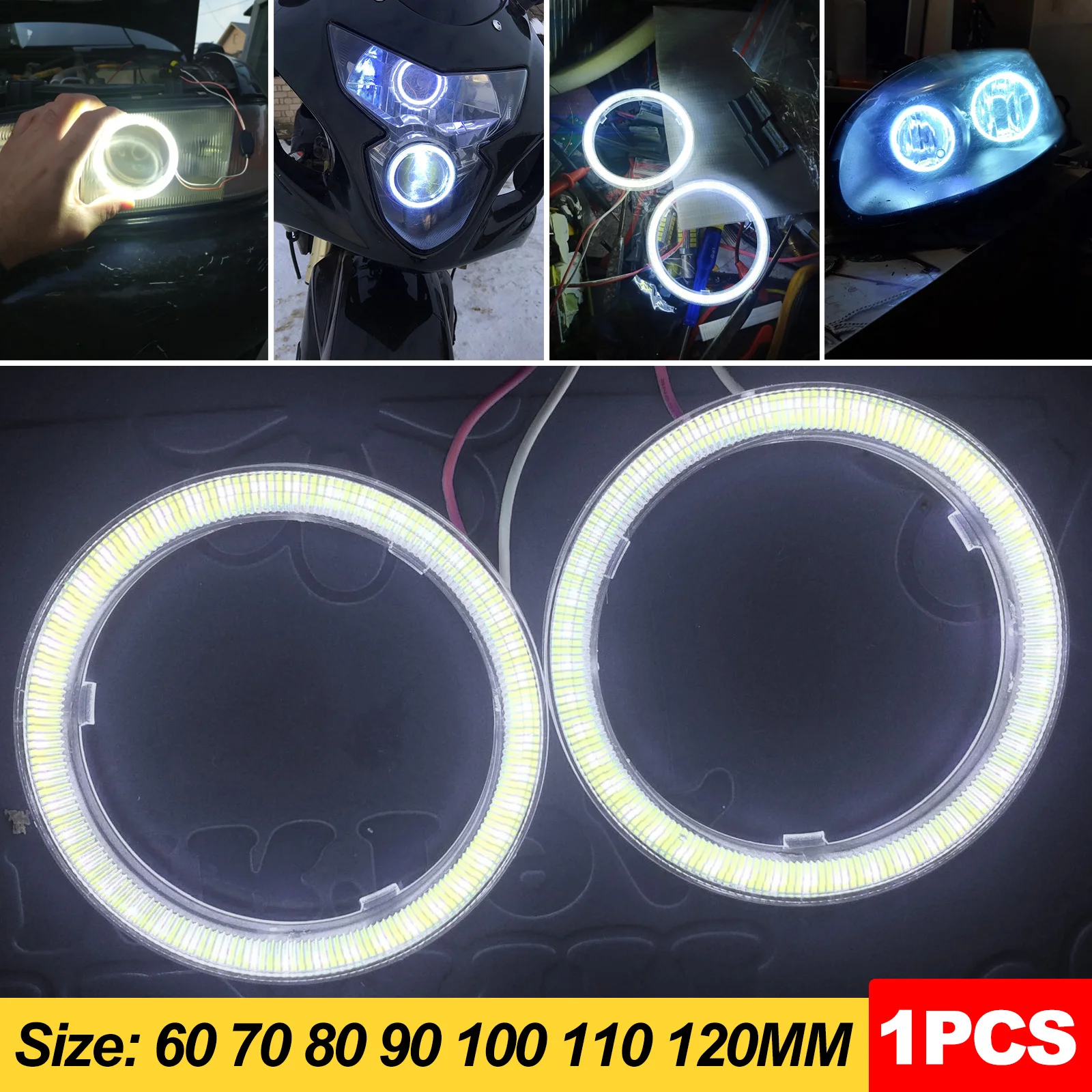 COB LED Headlight Angel Eyes Bulb Halo Ring Lamp Car Daytime Running Light DRL Fog Light DC 12V Styling Light Decorative Lights images - 6