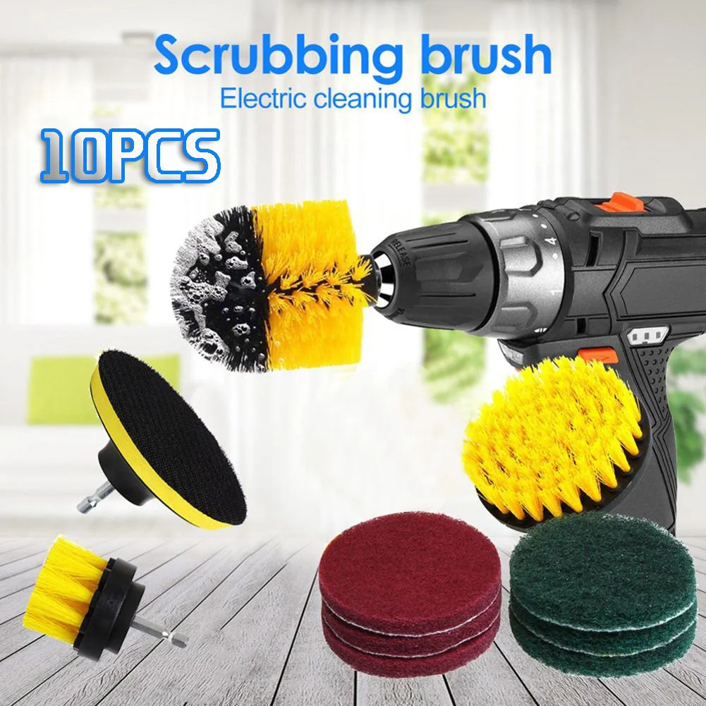 

10pcs Electric Car Wash Drill Brush Hard Bristle Interior Details Auto Detailing Car Cleaning Tools Nylon Auto Goods Accessories