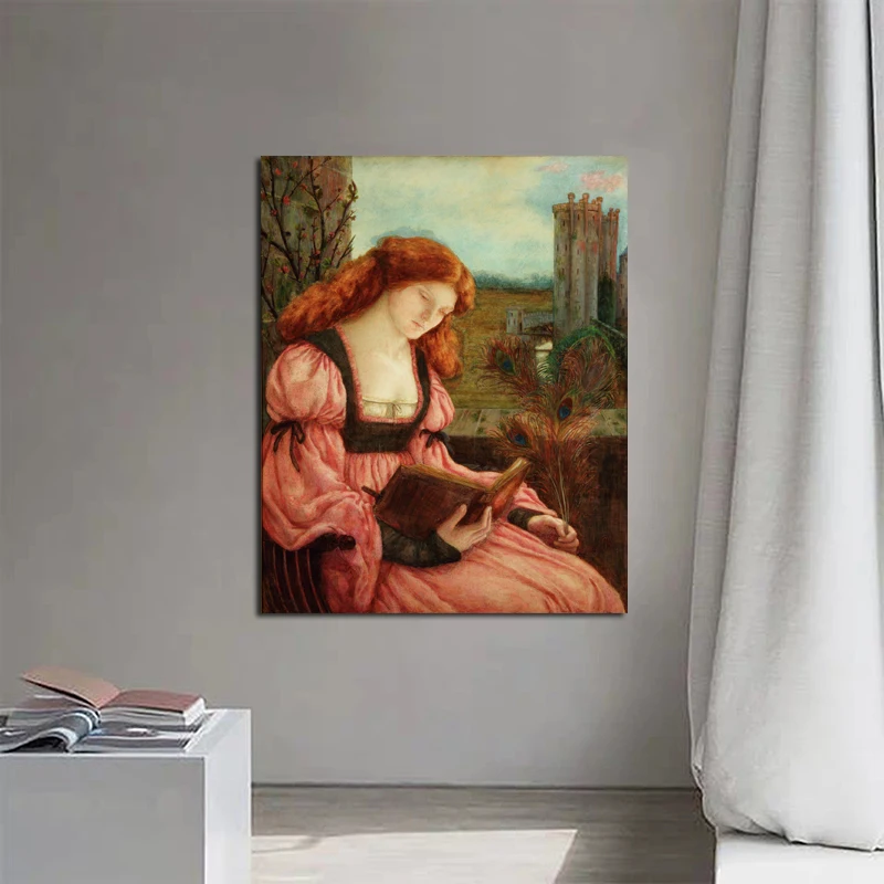 Marie Spartali Stillman читает книгу холст картина печать гостиная домашний декор