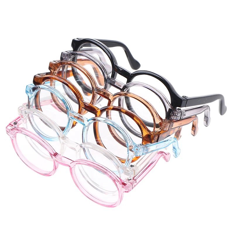 

New Fashion 1PCS 9CM Leopard Transparent Round Glasses For 1/6 Doll Decor Accessories Toys
