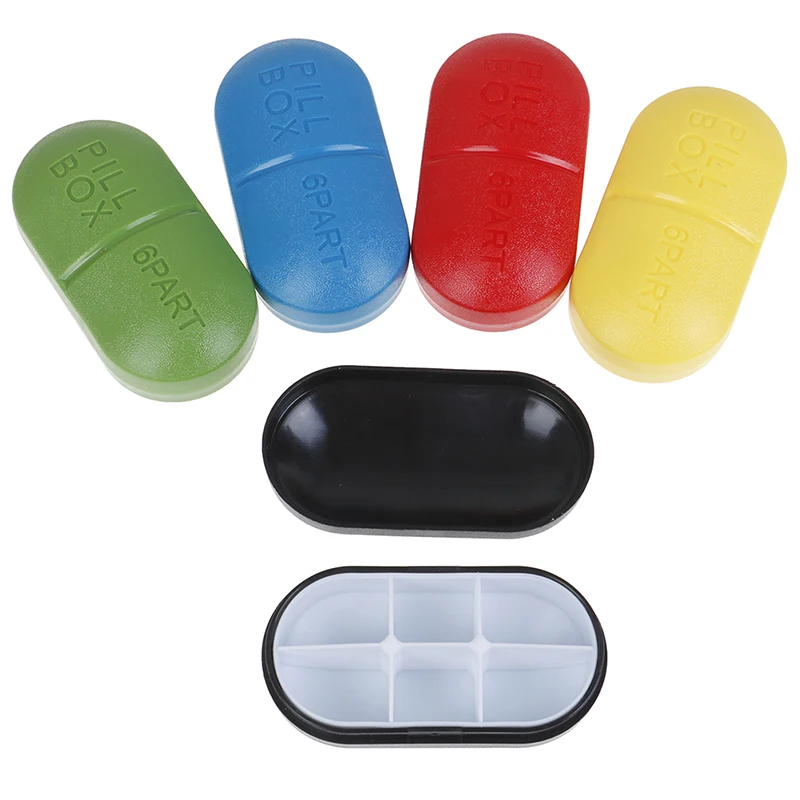 Мини футляр для таблеток портативный медицинский чехол с 6 сетками модный