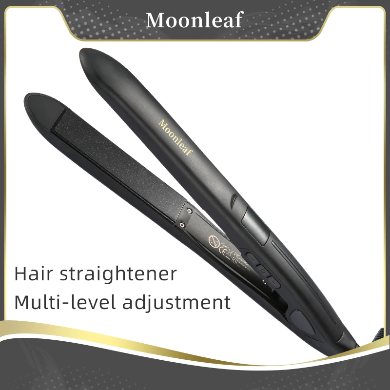 

Moonleaf hair clips Professtonal curling wand Temperature display adjust Salon dedicated ION care Household hair straightener